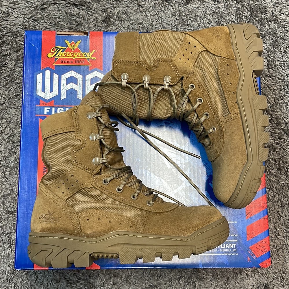 Thorogood Men’s 6.5/Women’s 8.5m War Fighter Coyote Tan Lace Up Boots